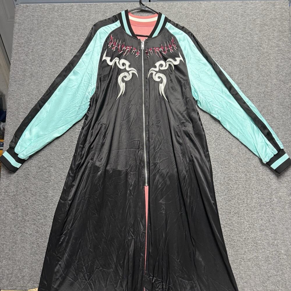 DIESEL G BESS Reversible Embroidered Jacket Women's Small Black/Teal/Pink Long